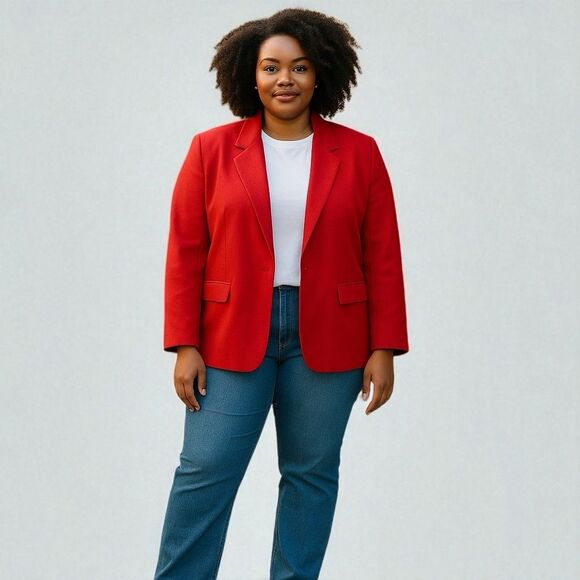 Pendleton Jackets & Blazers - Vintage Pendleton Womens 100% Virgin Wool Classic Notch Lapel Red Blazer Size 22